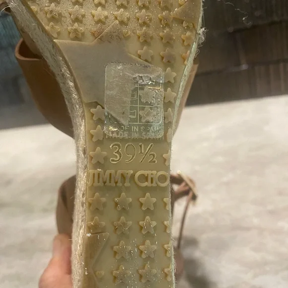 Jimmy Choo Tan Leather Cork Wedge Sandals - Picture 5 of 5